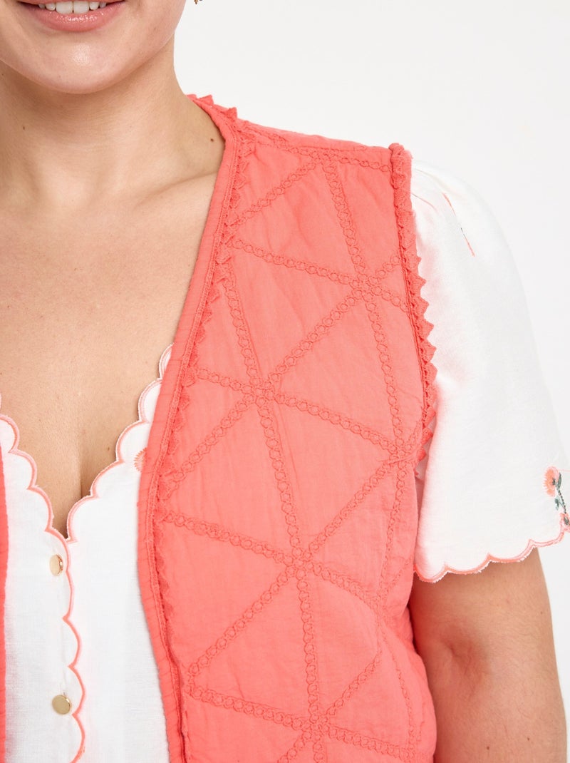 Veste matelassée brodée sans manches - AFIBEL Corail - Kiabi