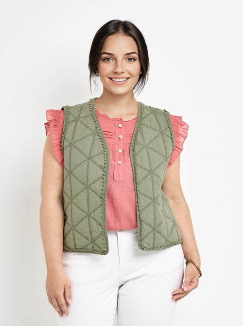 Veste matelassée brodée sans manches - Kiabi