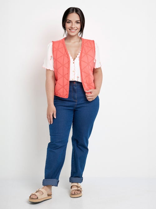 Veste matelassée brodée sans manches - Kiabi