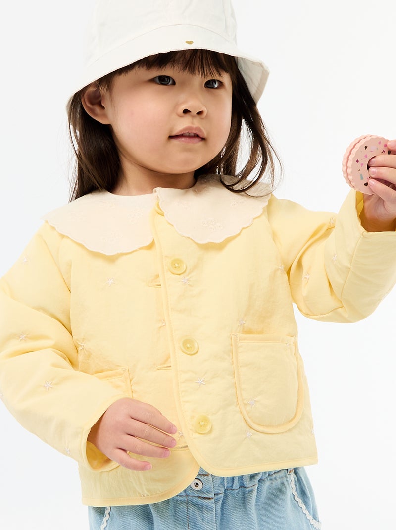 Veste matelassée col rond en tissu déperlant Jaune - Kiabi