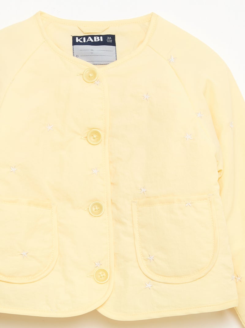 Veste matelassée col rond en tissu déperlant Jaune - Kiabi