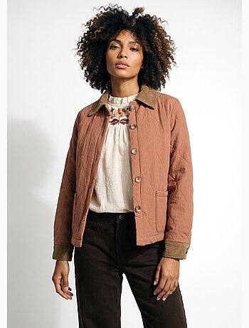Veste matelassée courte détails velours - afibel