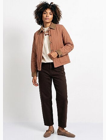 Veste matelassée courte détails velours - afibel