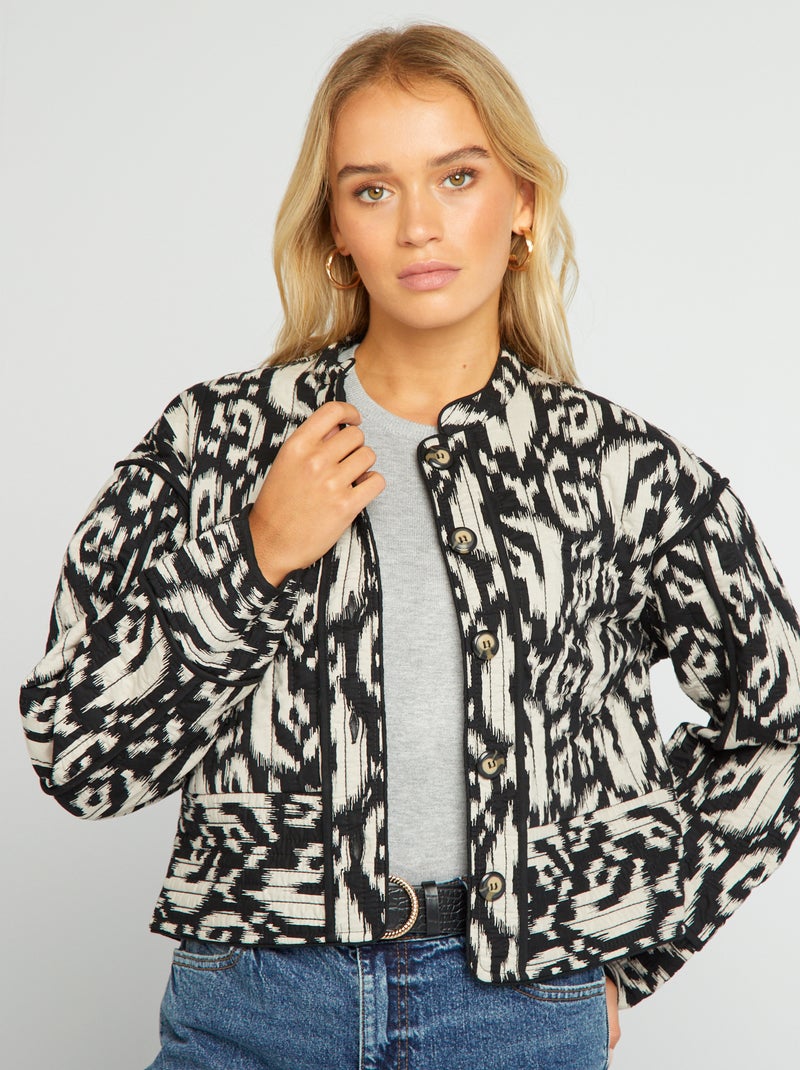 Veste matelassée courte imprimé ikat Noir ikat - Kiabi