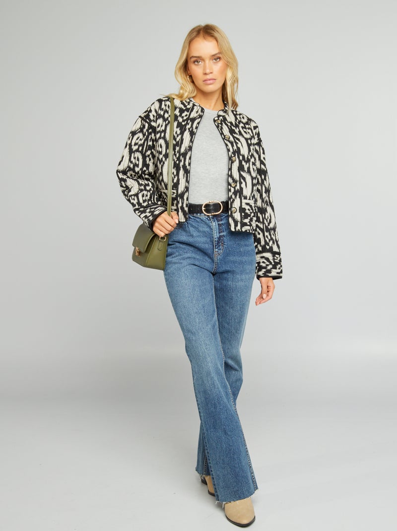 Veste matelassée courte imprimé ikat Noir ikat - Kiabi