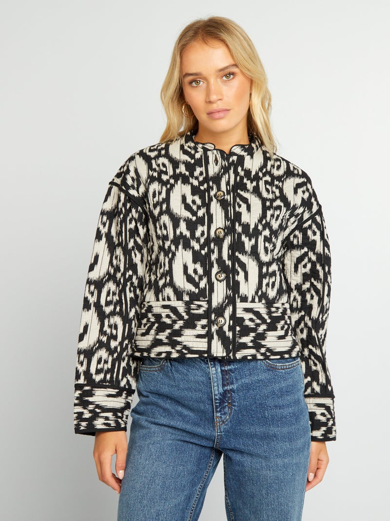 Veste matelassée courte imprimé ikat Noir ikat - Kiabi