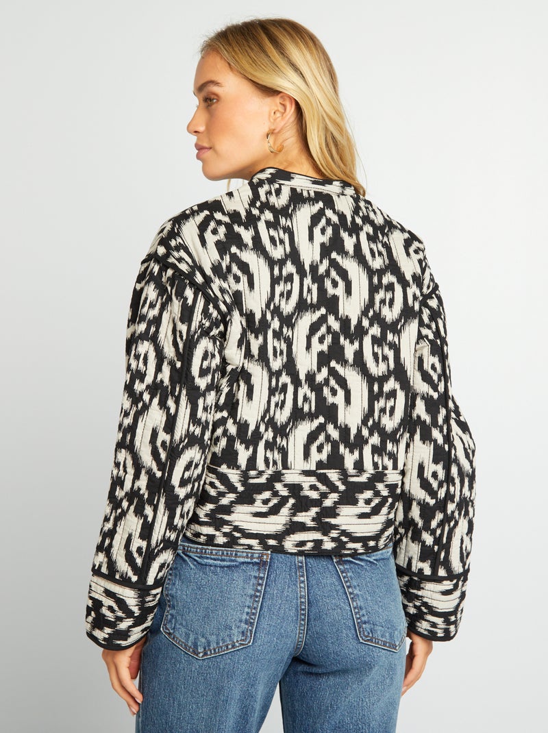 Veste matelassée courte imprimé ikat Noir ikat - Kiabi