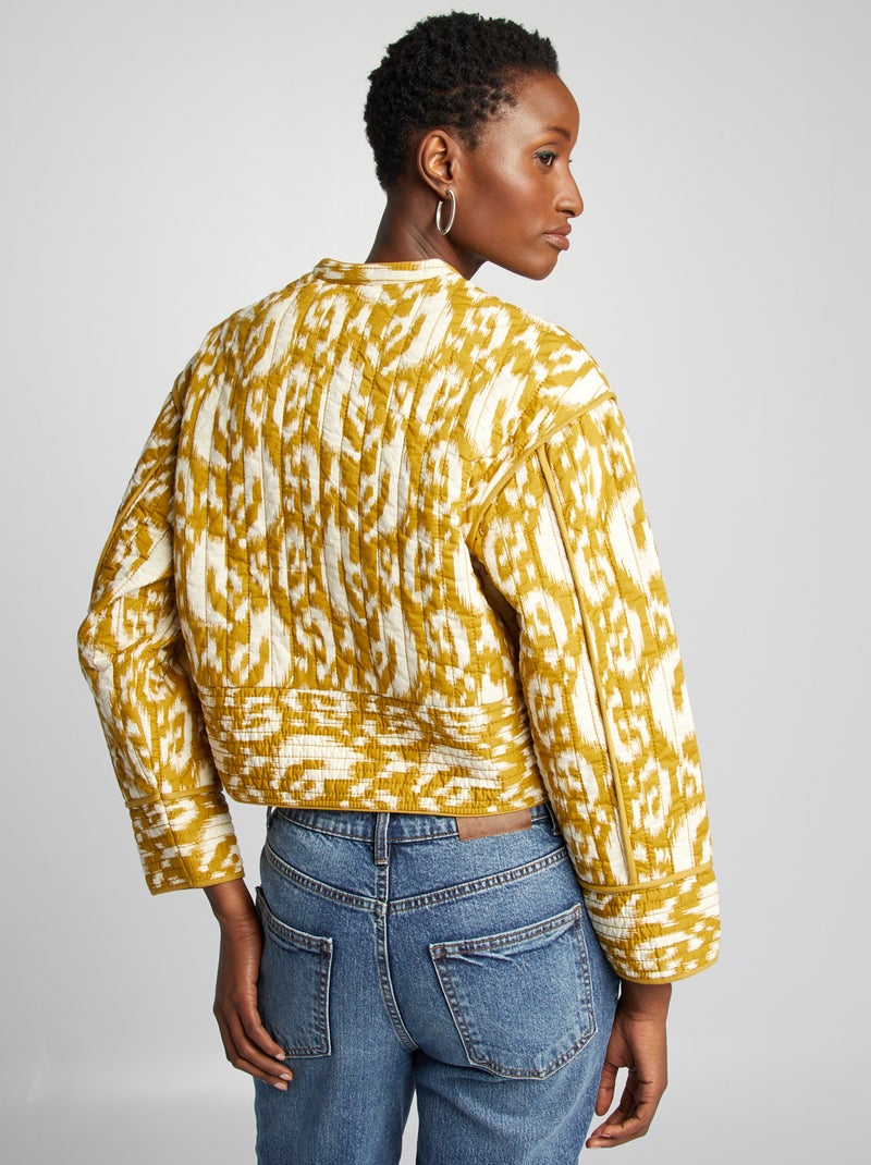 Veste matelassée courte imprimé ikat Vert - Kiabi
