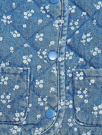 Veste matelassée en denim avec ouverture à pressions