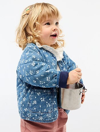 Veste matelassée en denim avec ouverture à pressions