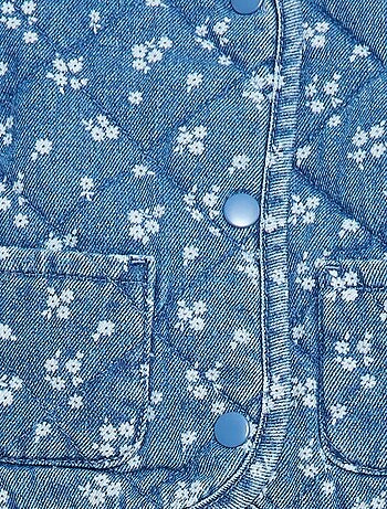 Veste matelassée en denim avec ouverture à pressions