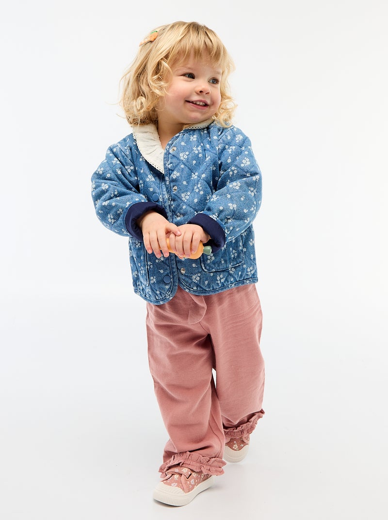 Veste matelassée en denim avec ouverture à pressions Bleu - Kiabi