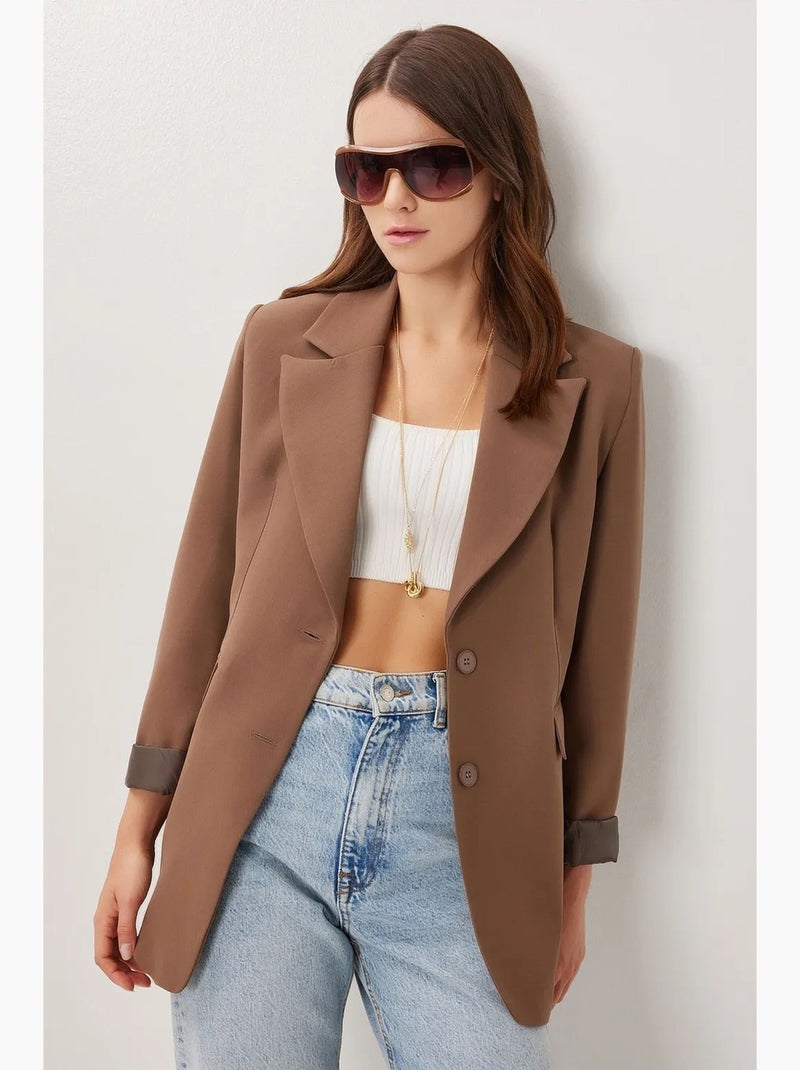 Veste matelassée en gabardine avec fermeture à boutons istanbul Camel - Kiabi