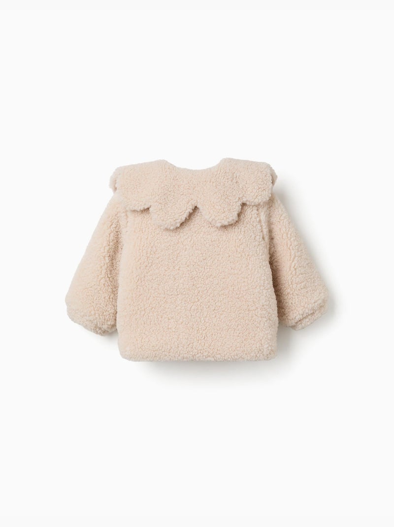 Veste matelassée en sherpa avec maxi col Blanc - Kiabi