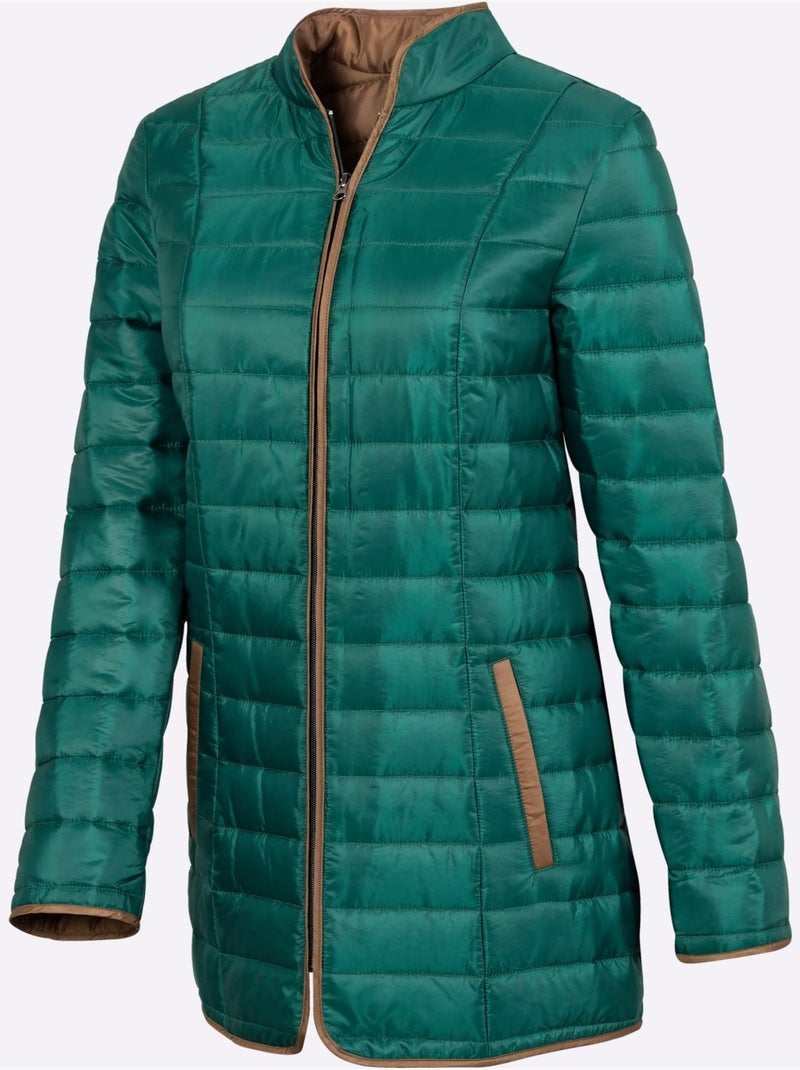 Veste matelassée femme col montant et manches longues avec poches - taille standard - moda vilona Vert sapin - Kiabi