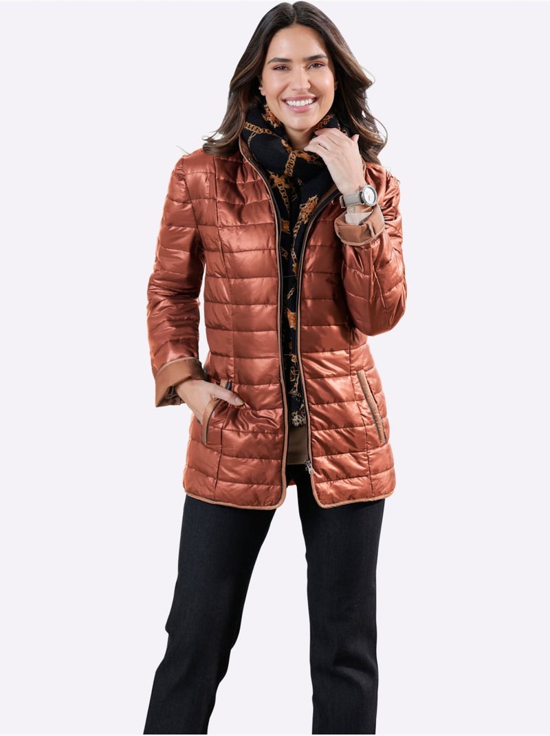 Veste matelassée femme mi-saison col montant avec poches - taille standard - moda vilona Terre cuite - Kiabi