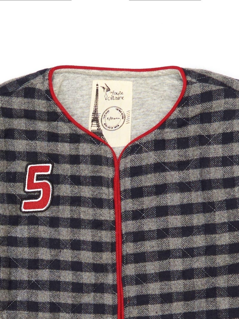 Veste Matelassée Fille  Laine Carrx Vichy Gris  ELOÏSE - 'LA FAUTE A VOLTAIRE' Gris foncé - Kiabi