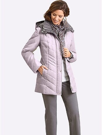 Veste matelassée habillée avec capuche et poches à col montant - taille standard - moda vilona