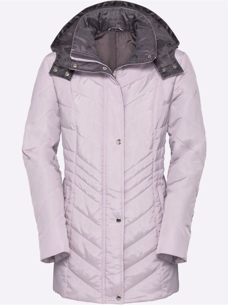 Veste matelassée habillée avec capuche et poches à col montant - taille standard - moda vilona Noir Rose Gris - Kiabi