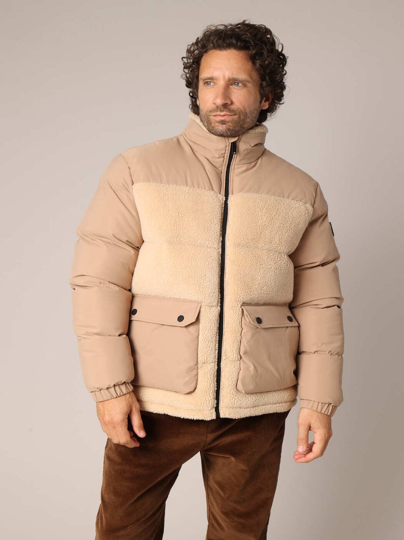 Veste matelassée homme en sherpa et toile, look décontracté et ultra confort. 'Deeluxe' Beige - Kiabi