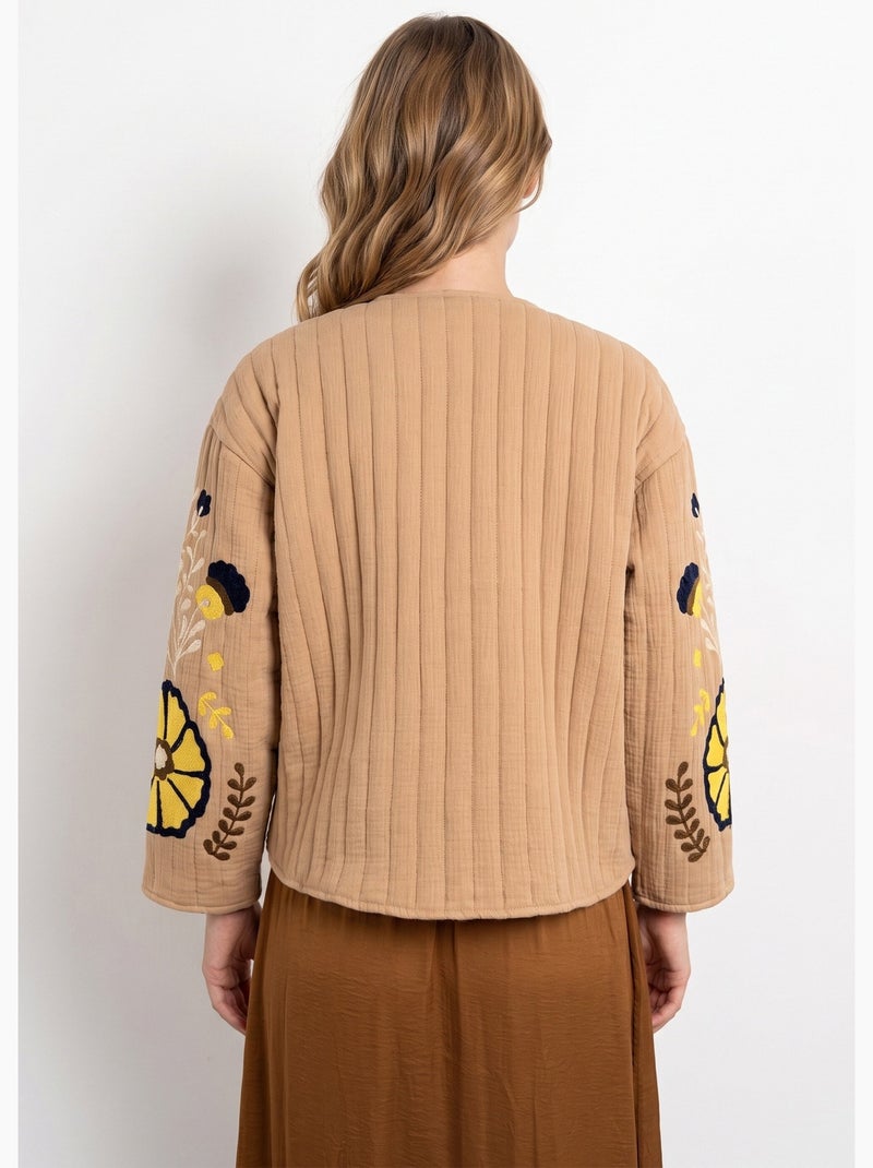 Veste matelassée inspiration bohème - afibel Camel - Kiabi