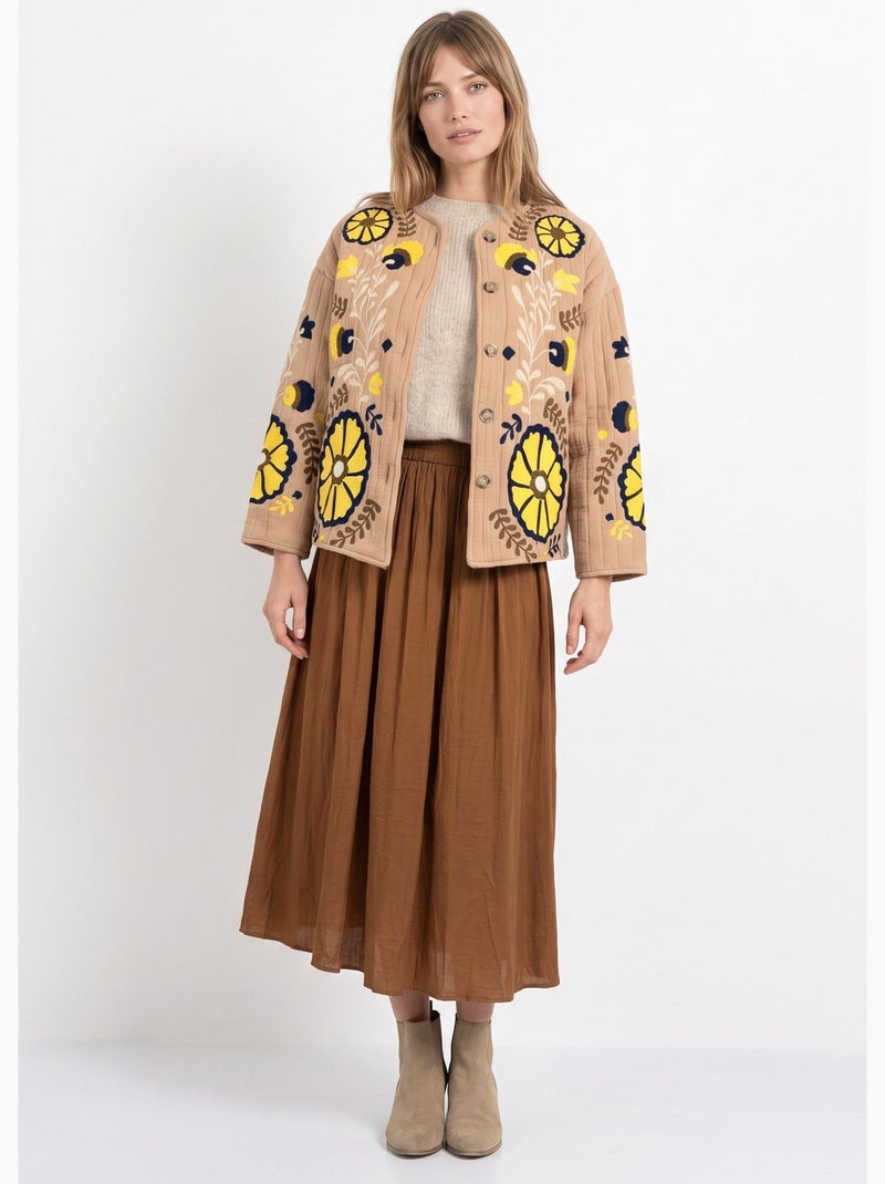 Veste matelassée inspiration bohème - afibel Camel - Kiabi