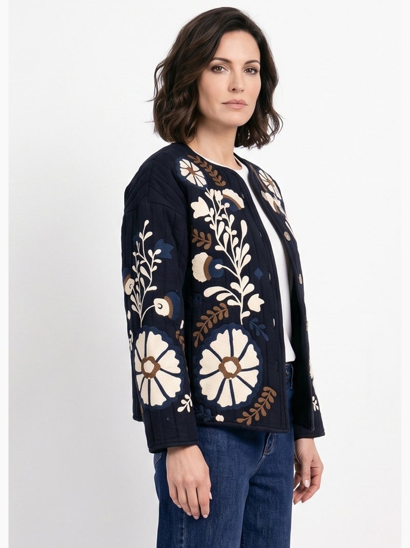 Veste matelassée inspiration bohème - afibel Noir - Kiabi