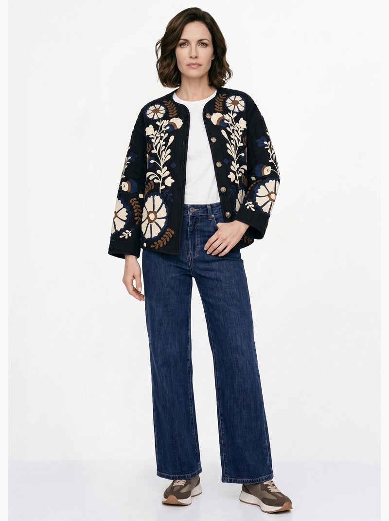 Veste matelassée inspiration bohème - afibel Noir - Kiabi