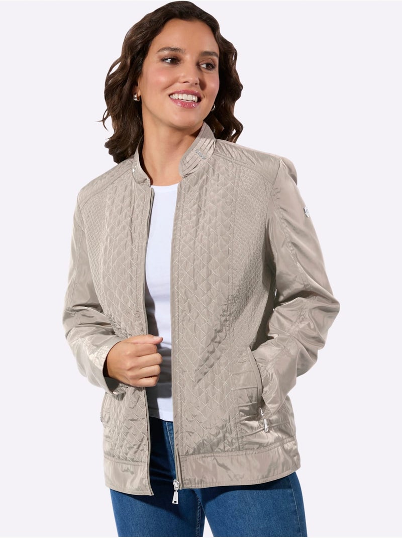 Veste Matelassée Mélange De Motifs - Taille Standard - Witt Beige - Kiabi