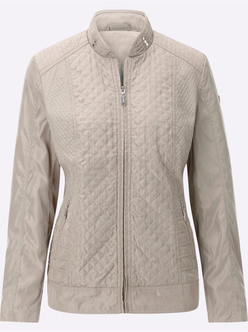 Veste Matelassée Mélange De Motifs - Taille Standard - Witt Beige - Kiabi