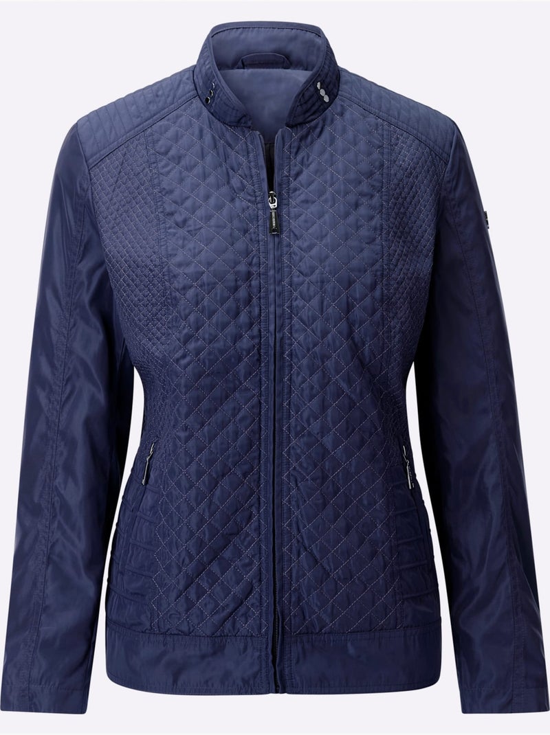 Veste Matelassée Mélange De Motifs - Taille Standard - Witt Bleu marine - Kiabi