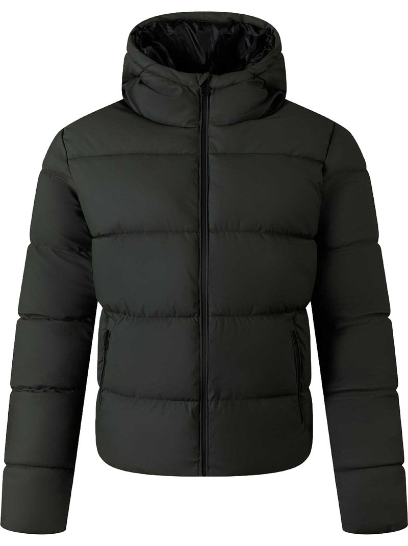 Veste matelassée motif/style à capuche - minoti Vert kaki - Kiabi