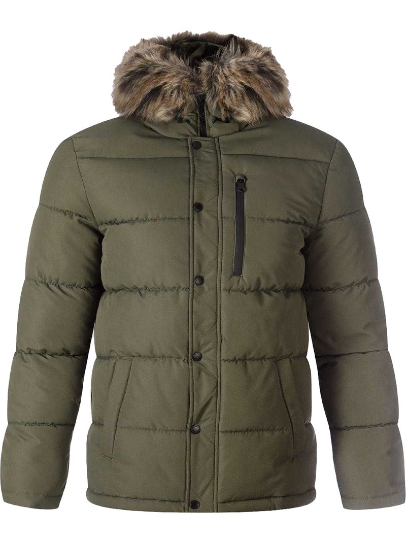 Veste matelassée motif/style bord duveteux - minoti Vert kaki - Kiabi