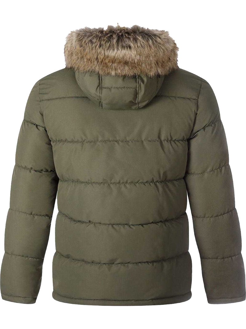 Veste matelassée motif/style bord duveteux - minoti Vert kaki - Kiabi