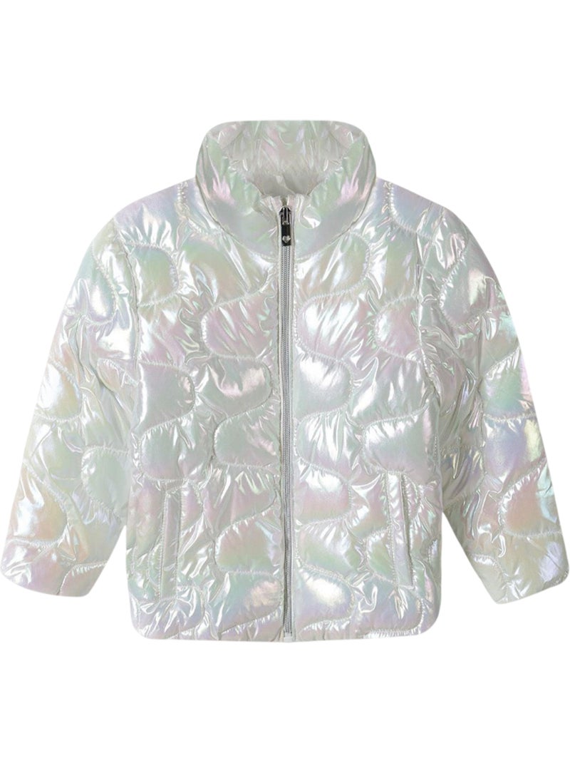 Veste matelassée motif/style métallisé - minoti Blanc - Kiabi