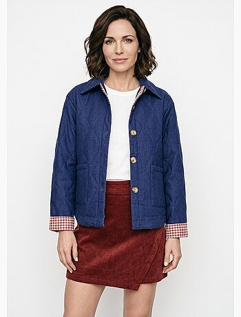 Veste matelassée poignets revers vichy - afibel
