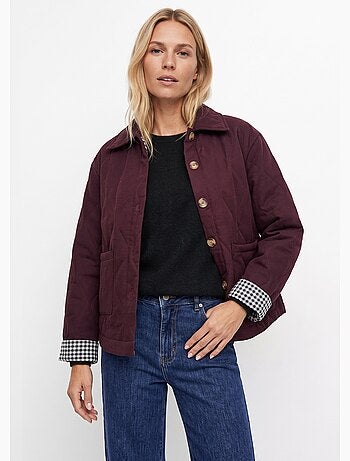 Veste matelassée poignets revers vichy - afibel