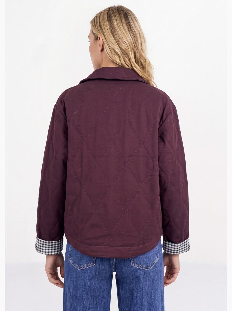 Veste matelassée poignets revers vichy - afibel Bordeaux - Kiabi