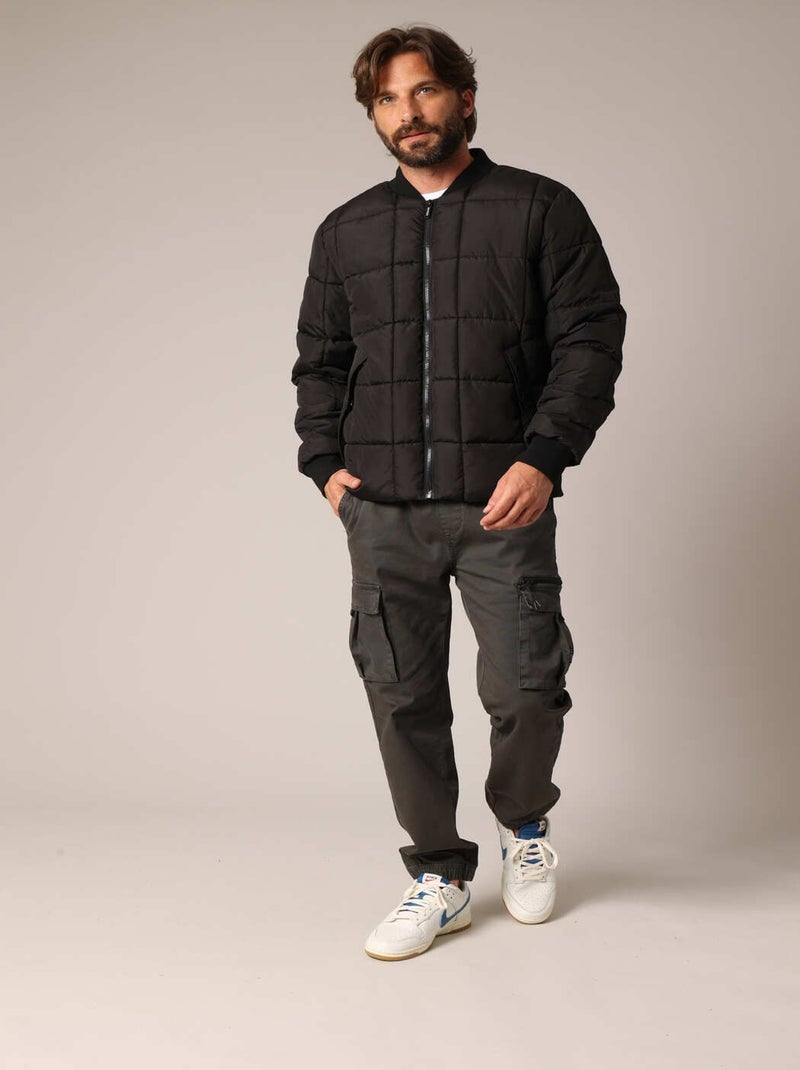 Veste matelassée pour homme avec col en peluche 'Deeluxe' Noir - Kiabi