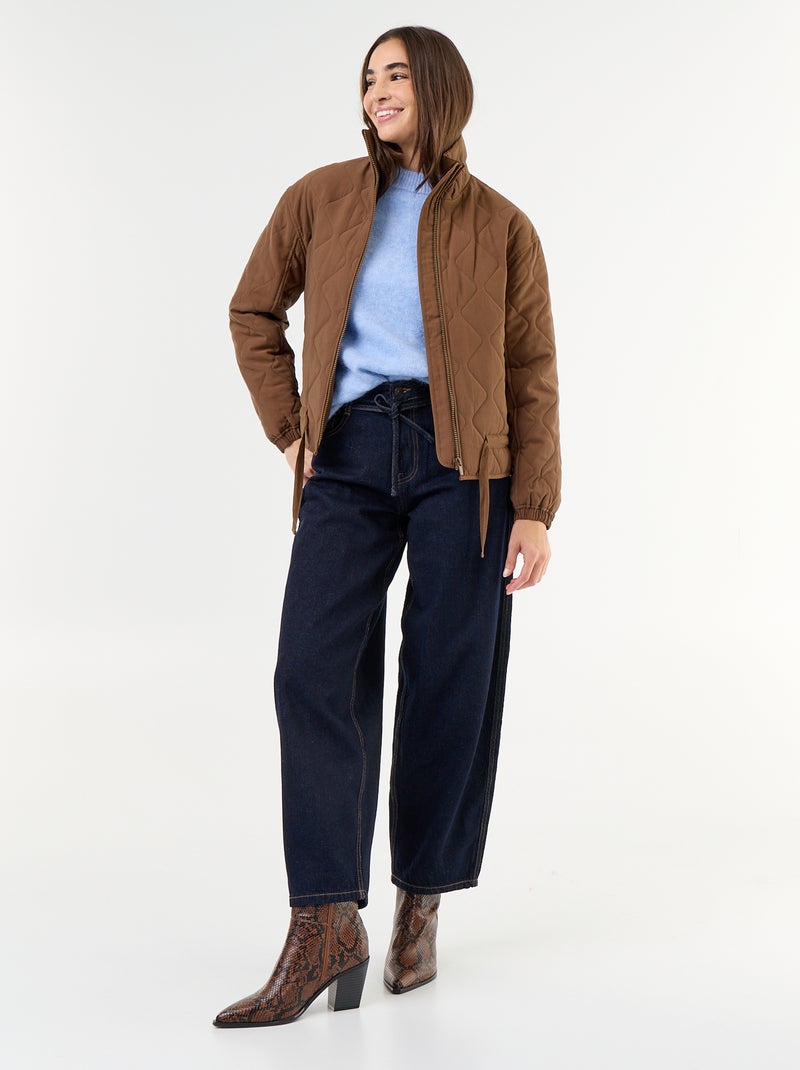 Veste matelassée resserable à la taille Marron - Kiabi