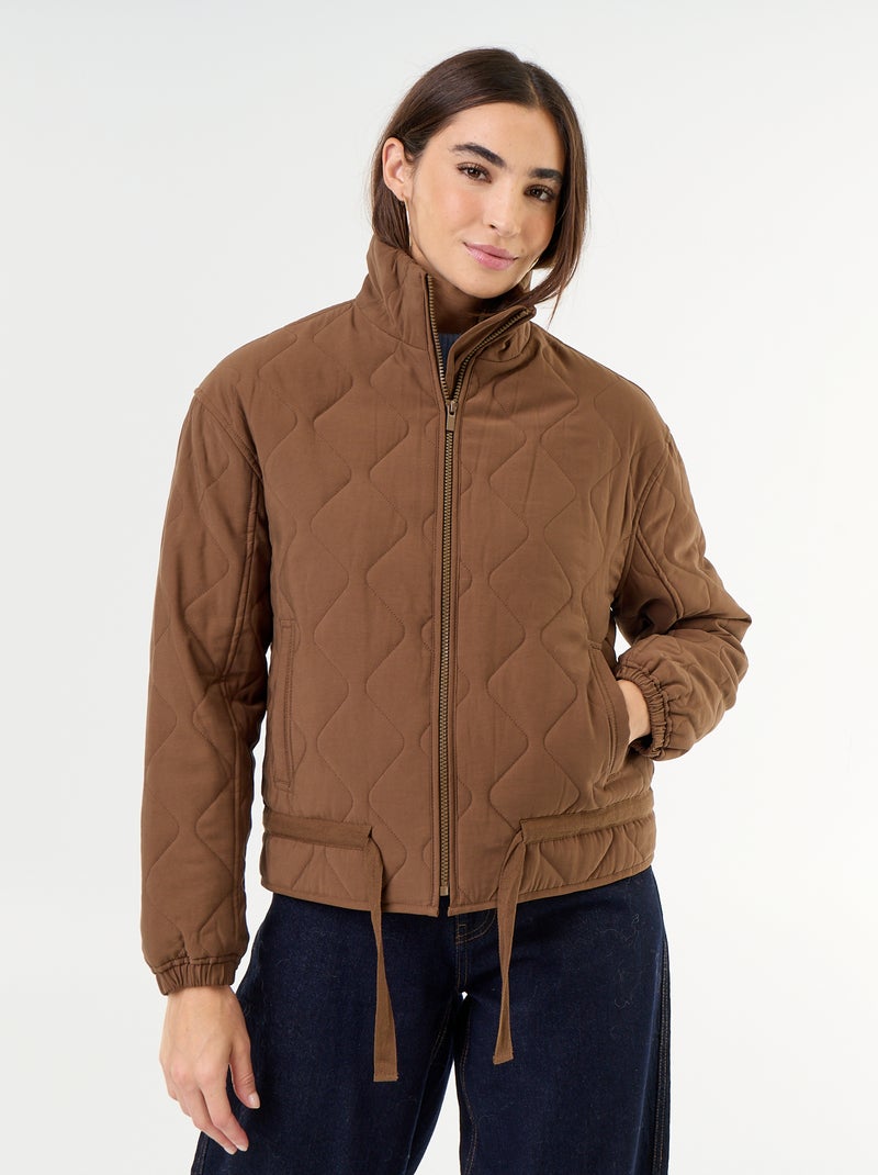 Veste matelassée resserable à la taille Marron - Kiabi