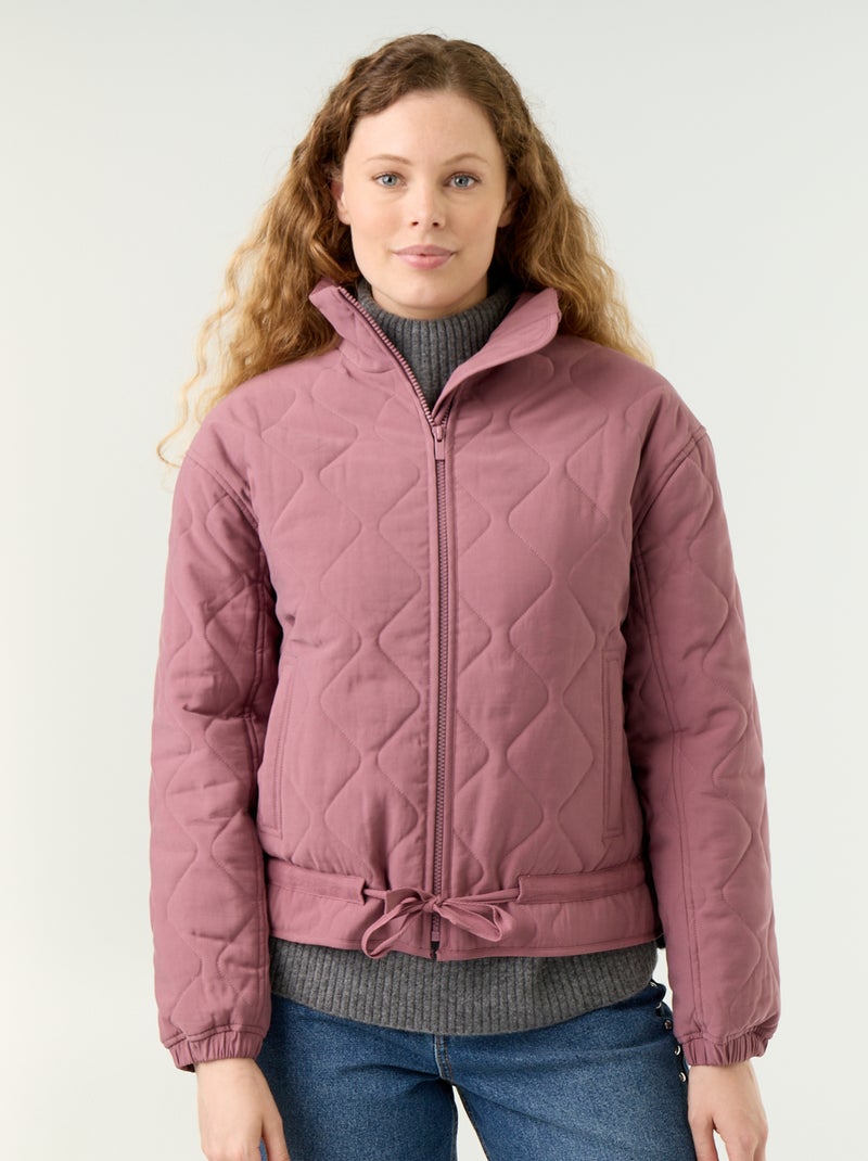 Veste matelassée resserable à la taille Rose - Kiabi
