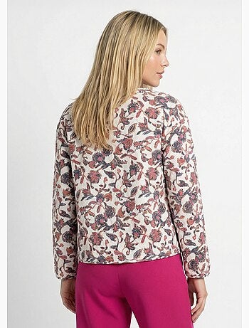 Veste matelassée sans col zippée imprimée - afibel