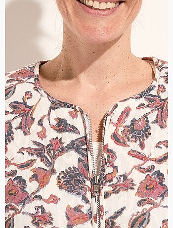 Veste matelassée sans col zippée imprimée - afibel
