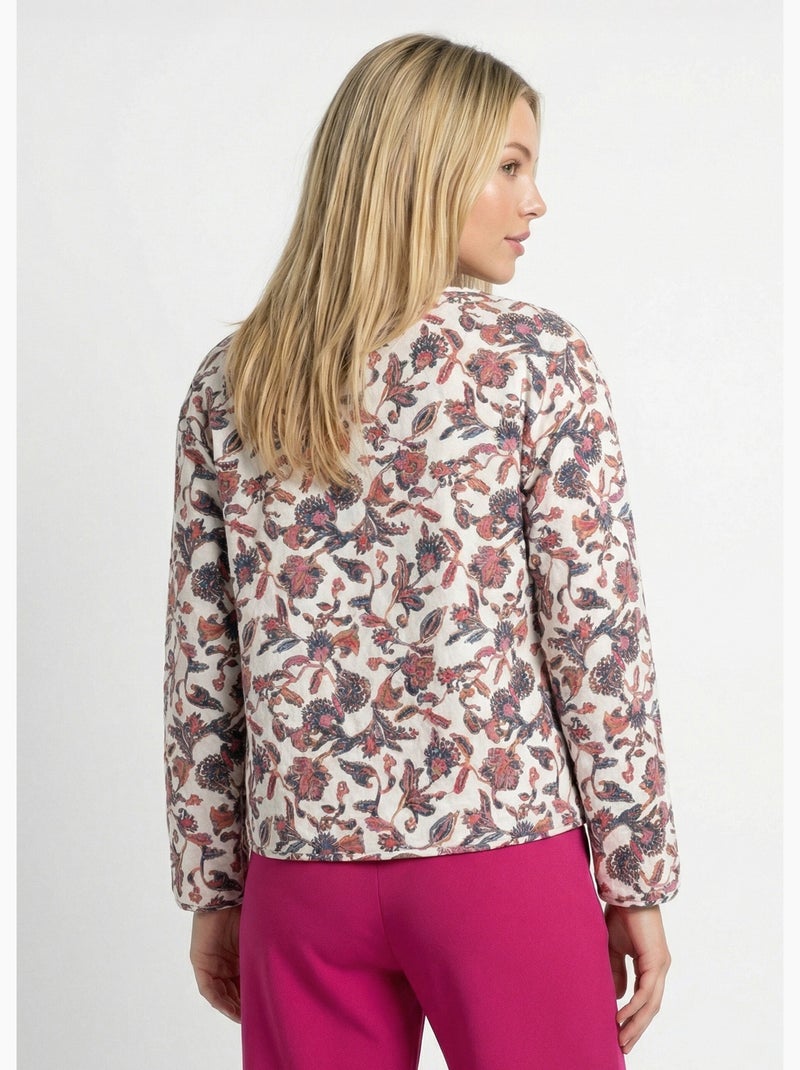 Veste matelassée sans col zippée imprimée - afibel Ecru - Kiabi