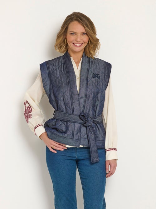 Veste matelassée sans manches avec ceinture - Afibel - Kiabi