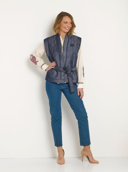 Veste matelassée sans manches avec ceinture - Kiabi