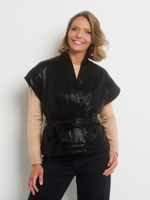 Veste matelassée sans manches ceinturée - AFIBEL - Kiabi