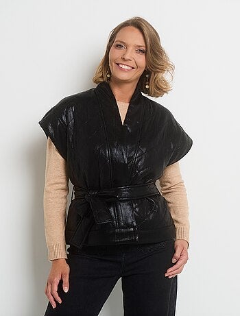 Veste matelassée sans manches ceinturée