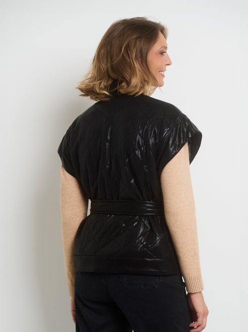Veste matelassée sans manches ceinturée - Kiabi